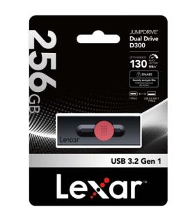 LEXAR 256GB DUAL TYPE-C AND TYPE-A USB 3.2 FLASH DRIVE, UP TO 130MB/S READ