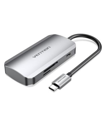 Vention Docking USB Tipo-C TNHHB  3xUSB  1xUSB Tipo-C PD  1xLector Tarjetas SD y MicroSD  Gris