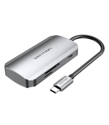 Vention Docking USB Tipo-C TNHHB  3xUSB  1xUSB Tipo-C PD  1xLector Tarjetas SD y MicroSD  Gris