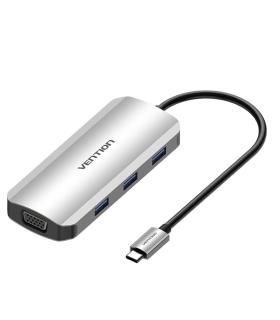 Vention Docking USB Tipo-C TOIHB  1xHDMI  1xVGA  3xUSB  1xUSB Tipo-C PD  Gris