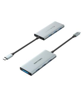 Vention Docking USB Tipo-C TOPHB  1xHDMI  3xUSB  1xLector Tarjetas SD y MicroSD  Gris