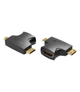 Vention Adaptador HDMI 2 en 1 AGFB0  HDMI Hembra a Micro HDMI Macho - Mini HDMI Macho