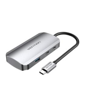 Vention Hub USB Tipo-C TNDHB  3xUSB  1xUSB Tipo-C  1xUSB Tipo-C PD