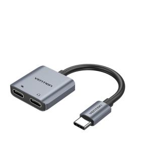 Vention Conversor USB Tipo-C BGZHA  USB Tipo-C Macho - 2x USB Tipo-C Hembra (Audio y Carga)