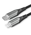 Vention Cable USB 2.0 Tipo-C Lightning TACHH/ USB Tipo-C Macho - Lightning Macho/ 2m/ Gris y Negro