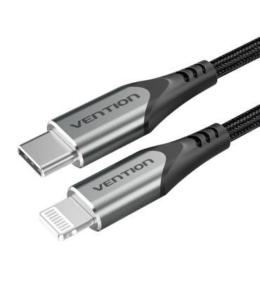 Vention Cable USB 2.0 Tipo-C Lightning TACHH  USB Tipo-C Macho - Lightning Macho  2m  Gris y Negro