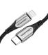 Vention Cable USB 2.0 Tipo-C Lightning TACHH  USB Tipo-C Macho - Lightning Macho  2m  Gris y Negro