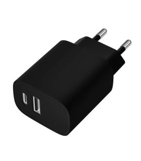 Cargador de Pared Leotec LECSPH20W2K/ 1xUSB Tipo-C/ 1xUSB/ 20W