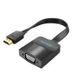 Vention Cable Conversor 74345/ HDMI Macho/ VGA Hembra - Jack 3.5 Hembra/ 15cm/ Negro