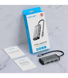 Vention Docking USB Tipo-C CNCHB  1xHDMI  3xUSB  1xUSB Tipo-C PD  1xRJ45  Gris