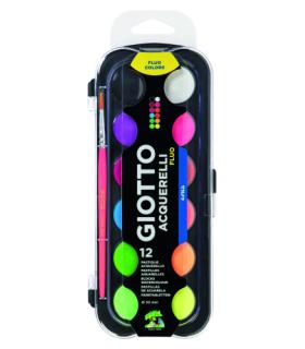 ESTUCHE 12 ACUARELAS FLUO 30 MM + PINCEL  GIOTTO F351400