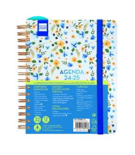 AGENDA DOCENTE 2024-2025 4-155X212 SEMANA VISTA HORIZONTAL MAGISTRAL PERSONALIZABLE FLOWERS FINOCAM 533580225