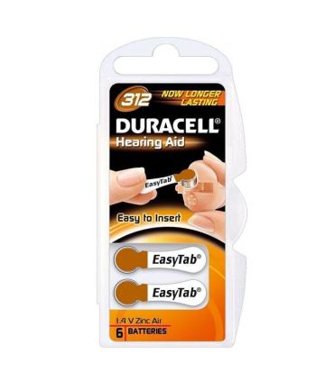 Pack 6 Pilas para Audfono Duracell DA312/ 1.6V