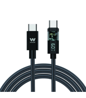 Cable USB 2.0 Tipo-C Woxter PE26-186/ USB Tipo-C Macho - USB Tipo-C Macho/ Hasta 100W/ 480Mbps/ 2m/ Negro