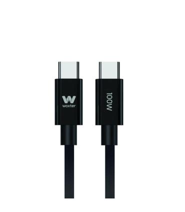 Cable USB 2.0 Tipo-C Woxter PE26-191/ USB Tipo-C Macho - USB Tipo-C Macho/ Hasta 100W/ 480Mbps/ 3m/ Negro