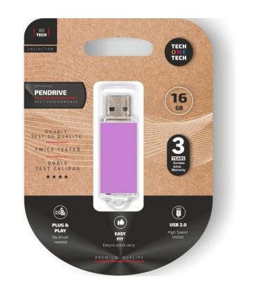 Pendrive 16GB Tech One Tech Basic USB 2.0/ Purpura Claro