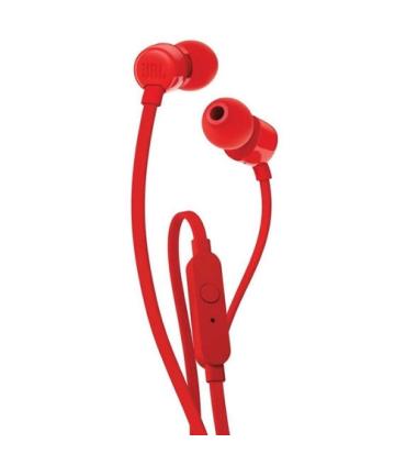 JBL Tune 110 Auriculares con Microfono - Manos Libres - Control en Cable - Cable Plano de 1.11m - Color Rojo