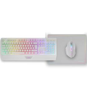 Pack Gaming Mars Gaming MCP124/ Teclado H-MECH  + Ratn ptico + Alfombrilla/ Blanco