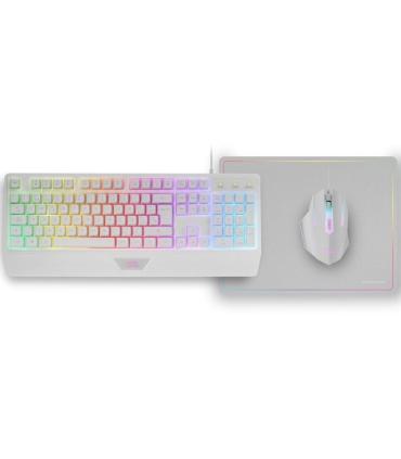 Pack Gaming Mars Gaming MCP124/ Teclado H-MECH  + Ratn ptico + Alfombrilla/ Blanco