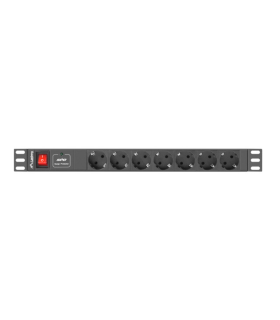 REGLETA LANBERG 1U 10A 7X SCHUKO RACK 19\" 2M NEGRO C14