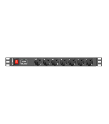 REGLETA LANBERG 1U 10A 7X SCHUKO RACK 19\" 2M NEGRO C14