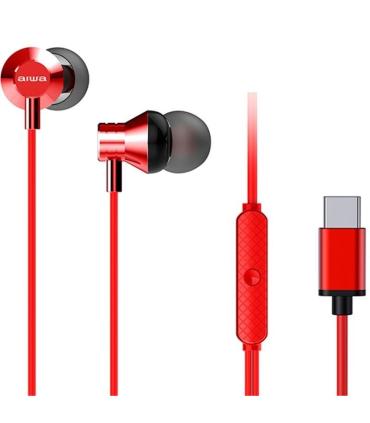 Auriculares Intrauditivos Aiwa ESTM-50USB-C/RD/ con Micrfono/ USB Tipo-C/ Rojo