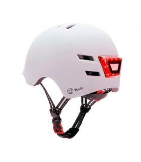 YOUIN CASCO CON LED FRONTAL Y TRASERO BLANCO   (TALLA M)