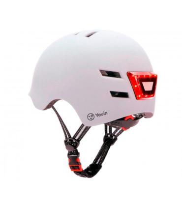 YOUIN CASCO CON LED FRONTAL Y TRASERO BLANCO   (TALLA M)