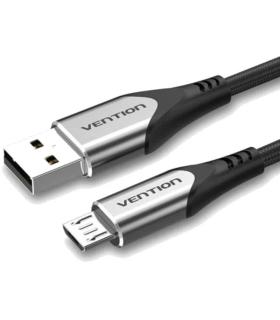 Cable USB 2.0 Vention COAHI/ USB Macho - MicroUSB Macho/ Hasta 60W/ 480Mbps/ 3m/ Gris