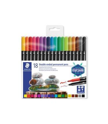 ESTUCHE DE PLSTICO CON 18 ROTULADORES, COLORES SURTIDOS STAEDTLER 3187 TB18