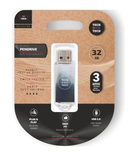 Pendrive 32GB Tech One Tech Be B&W USB 2.0/ Blanco y Negro Degradado