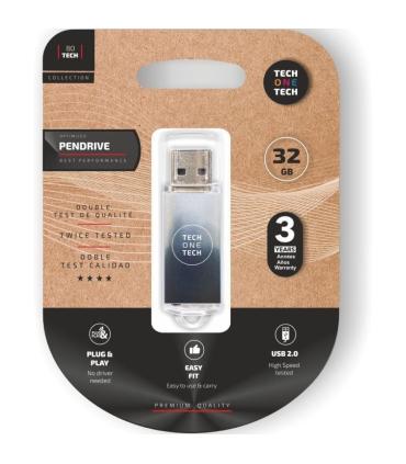 Pendrive 32GB Tech One Tech Be B&W USB 2.0/ Blanco y Negro Degradado