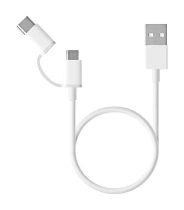 Cable USB 2.0 Xiaomi SJV4083TY/ USB Macho - Micro USB Macho/ USB Tipo-C Macho/ 30cm/ Blanco