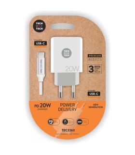 Cargador de Pared Tech One Tech TEC2263/ 1xUSB Tipo-C + Cable USB Tipo-C/ 3A/ Blanco