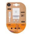 Cargador De Pared Tech One Tech TEC2403/ 2xUSB + Cable USB Tipo-C/ 2.4A/ Blanco