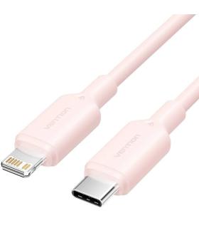 Cable USB 2.0 Tipo-C Lightning Vention LAKPF/ USB Tipo-C Macho - Lightning Macho/ Hasta 27W/ 480Mbps/ 1m/ Rosa