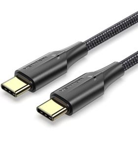 Cable USB 2.0 Tipo-C 3A Vention TAUBI/ USB Tipo-C Macho - USB Tipo-C Macho/ Hasta 60W/ 480Mbps/ 3m/ Negro