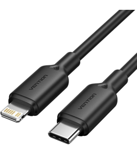 Cable USB 2.0 Tipo-C Lightning Vention LAKBH/ USB Tipo-C Macho - Lightning Macho/ Hasta 27W/ 480Mbps/ 2m/ Negro