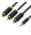 Cable Estreo Vention BCCBG/ Jack 2.5 Macho - 3x RCA Macho/ 1.5m/ Negro