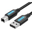 Cable USB 2.0 Impresora Vention COQBL/ USB Tipo-B Macho - USB Macho/ 480Mbps/ 10m/ Negro