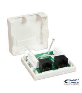 Nanocable - Roseta de superficie RJ45 CAT.6 UTP 2 tomas - color BLANCO