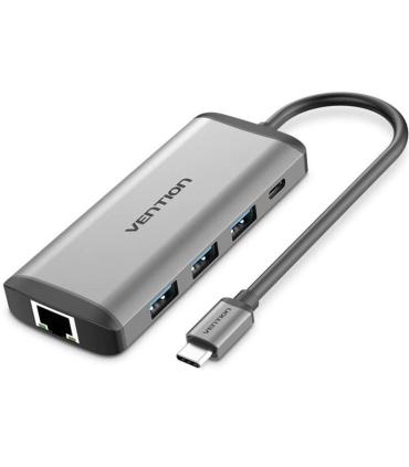 Docking USB Tipo-C Vention CNDHB/ 1xHDMI/ 3xUSB/ 1xUSB Tipo-C PD/ 1xRJ45/ 1xLector tarjetas/ Gris