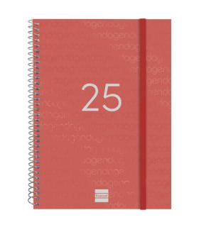 AGENDA 2025 BASIC YEAR E10 155X212MM SEMANA VISTA HORIZONTAL ROJO FINOCAM 741453025