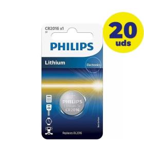 Pack de 20 Pilas de Botn Philips CR2016/ 3V