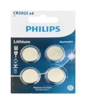 Pack de 4 Pilas de Botn Philips CR2025 Lithium/ 3V