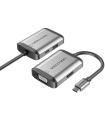 Conversor Vention TFAHB/ 1xUSB/ 1xHDMI/ 1xVGA/ 1xUSB Tipo-C PD/ 15cm/ Gris