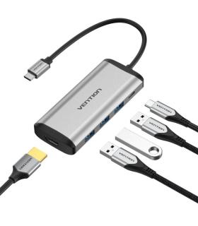 Docking USB Tipo-C Vention CNBHB/ 1xHDMI/ 3xUSB/ 1xUSB Tipo-C PD/ Gris