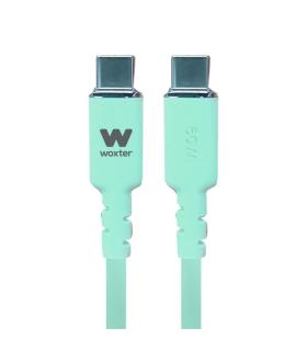 Cable USB 2.0 Tipo-C Woxter PE26-189/ USB Tipo-C Macho - USB Tipo-C Macho/ Hasta 60W/ 480Mbps/ 1.2m/ Verde