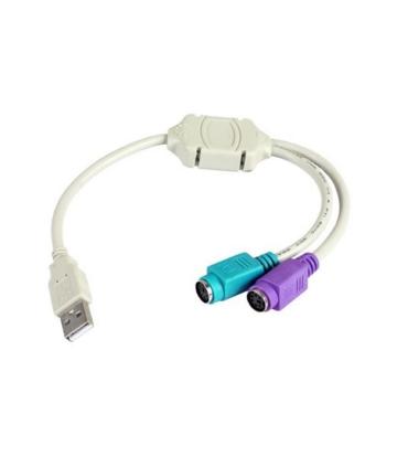 Cable Conversor 3GO C101/ USB Macho - 2x PS2 Macho/ 10cm/ Blanco