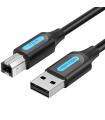 Cable USB 2.0 Impresora Vention COQBD/ USB Tipo-B Macho - USB Macho/ 480Mbps/ 50cm/ Negro